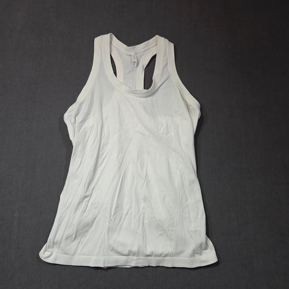 Athleta Racerback Tank Top Womens XL White Seamless Mesh Athletic Activewear